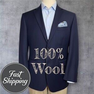 JOSEPH ABBOUD Men’s 42R Navy Blazer Sport Coat 2 Button Jacket 100% Wool Suits